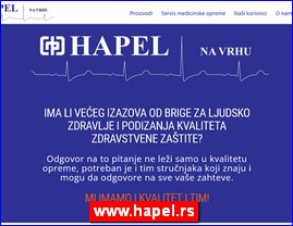 Medicinski aparati, ureaji, pomagala, medicinski materijal, oprema, www.hapel.rs
