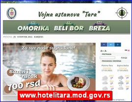 Hoteli, moteli, hosteli,  apartmani, smeštaj, www.hotelitara.mod.gov.rs